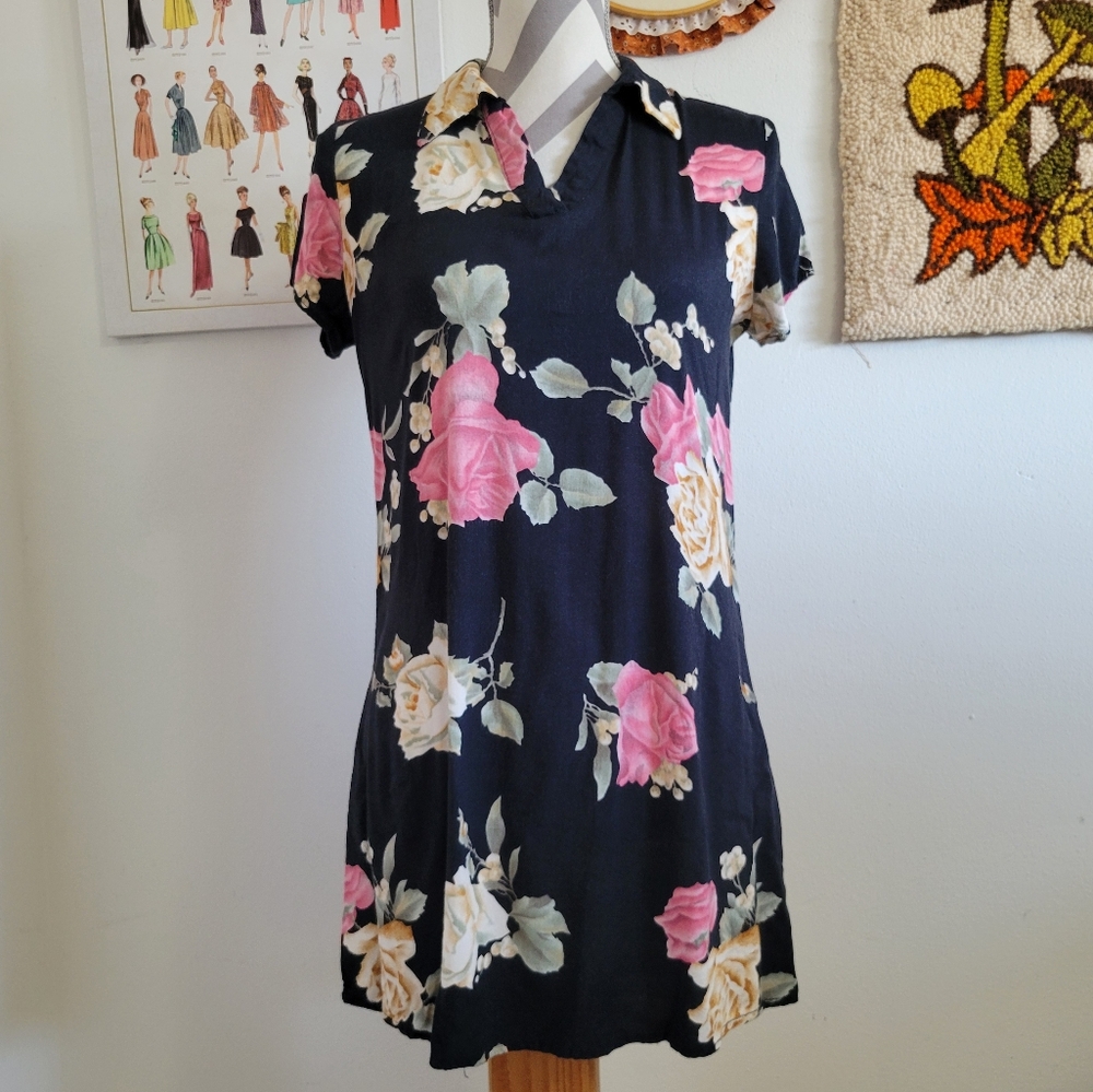 Paris Sport Club | 80s Vintage Floral Popover Mini Dress